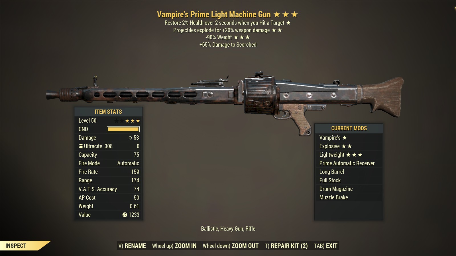 Vampire's【Explosive + Lightweight】Light Machine Gun